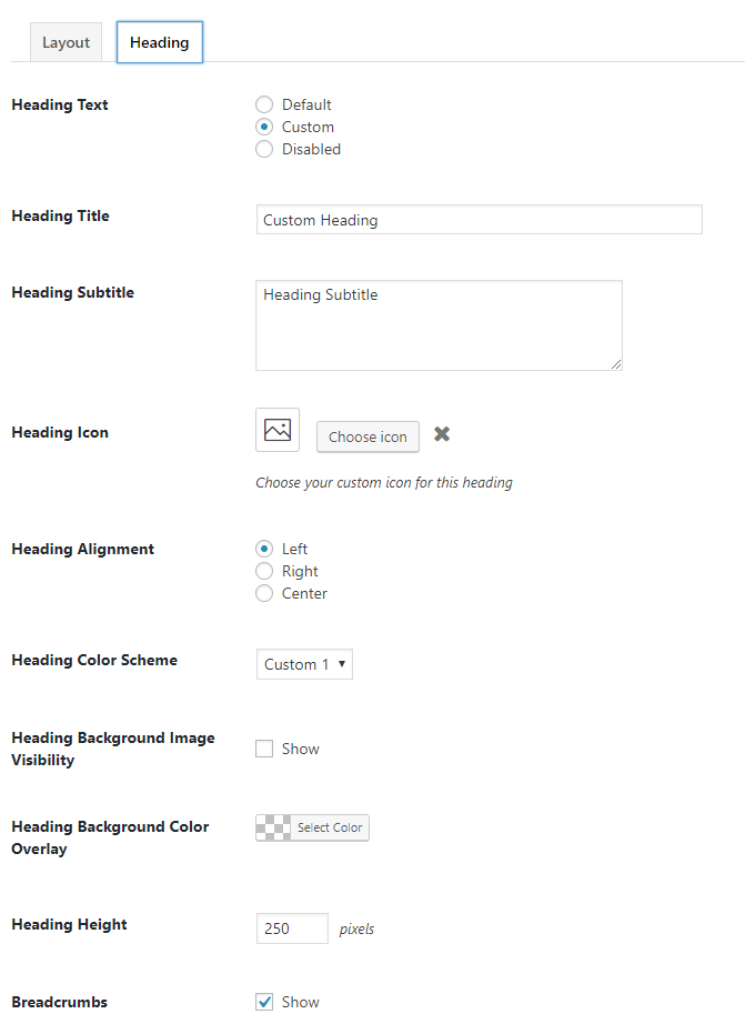 custom heading